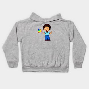 Little Boy Flying His Kite Kids Hoodie